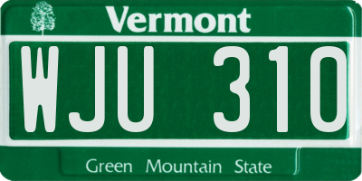 VT license plate WJU310