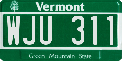 VT license plate WJU311