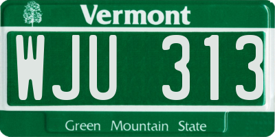 VT license plate WJU313