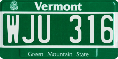 VT license plate WJU316
