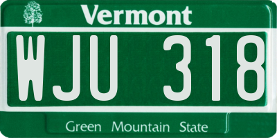 VT license plate WJU318