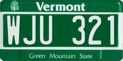 VT license plate WJU321