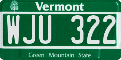 VT license plate WJU322