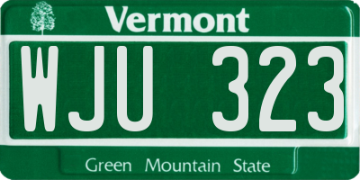 VT license plate WJU323