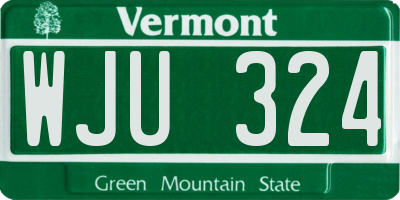 VT license plate WJU324
