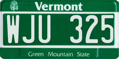 VT license plate WJU325