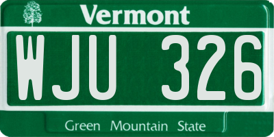 VT license plate WJU326