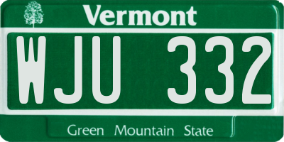 VT license plate WJU332
