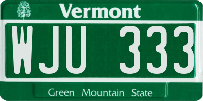 VT license plate WJU333