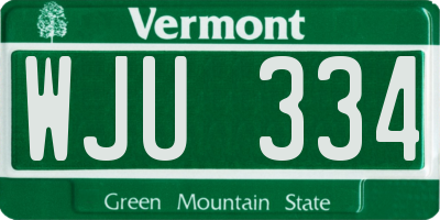 VT license plate WJU334