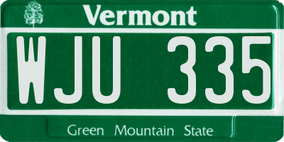 VT license plate WJU335