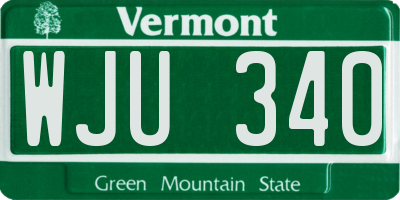 VT license plate WJU340