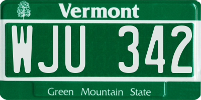VT license plate WJU342