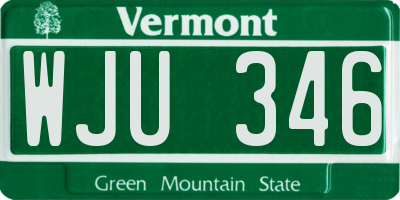 VT license plate WJU346
