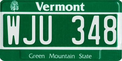 VT license plate WJU348