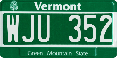 VT license plate WJU352