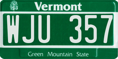 VT license plate WJU357