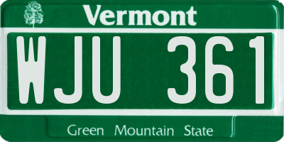 VT license plate WJU361