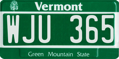 VT license plate WJU365