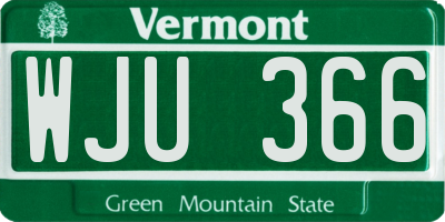 VT license plate WJU366