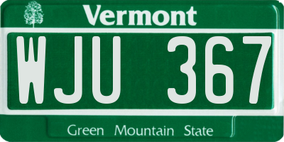 VT license plate WJU367