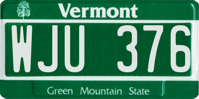 VT license plate WJU376