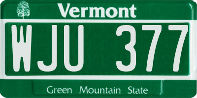 VT license plate WJU377