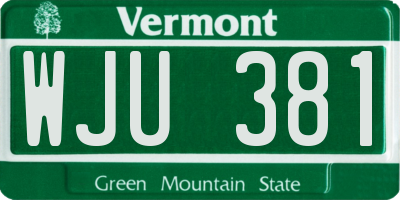VT license plate WJU381