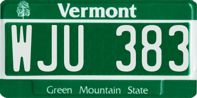 VT license plate WJU383