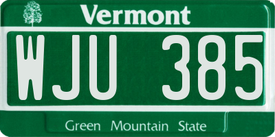 VT license plate WJU385