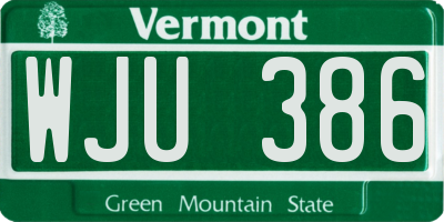 VT license plate WJU386