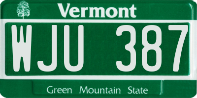 VT license plate WJU387