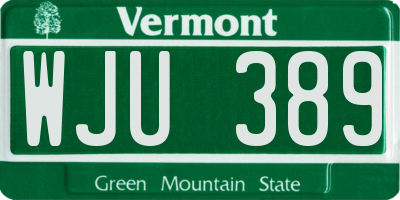 VT license plate WJU389