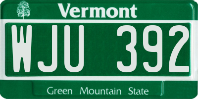 VT license plate WJU392
