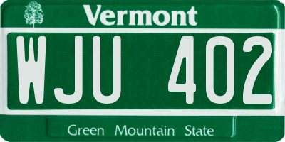 VT license plate WJU402