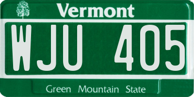 VT license plate WJU405