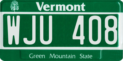 VT license plate WJU408