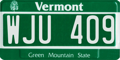 VT license plate WJU409