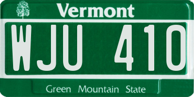 VT license plate WJU410