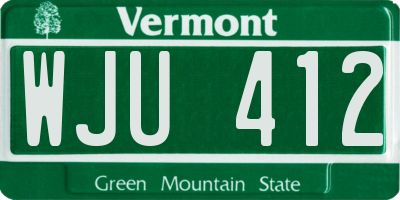 VT license plate WJU412