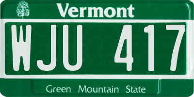 VT license plate WJU417