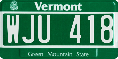 VT license plate WJU418