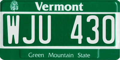 VT license plate WJU430