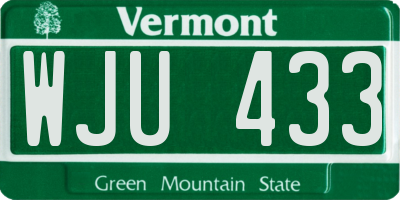 VT license plate WJU433