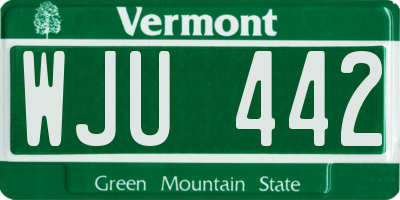 VT license plate WJU442