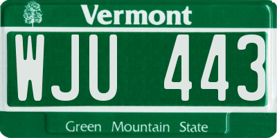 VT license plate WJU443