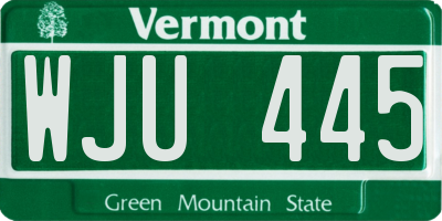 VT license plate WJU445