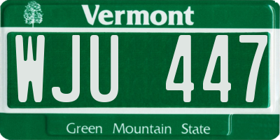 VT license plate WJU447