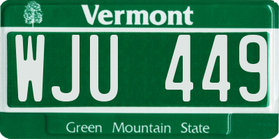 VT license plate WJU449