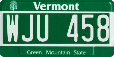 VT license plate WJU458